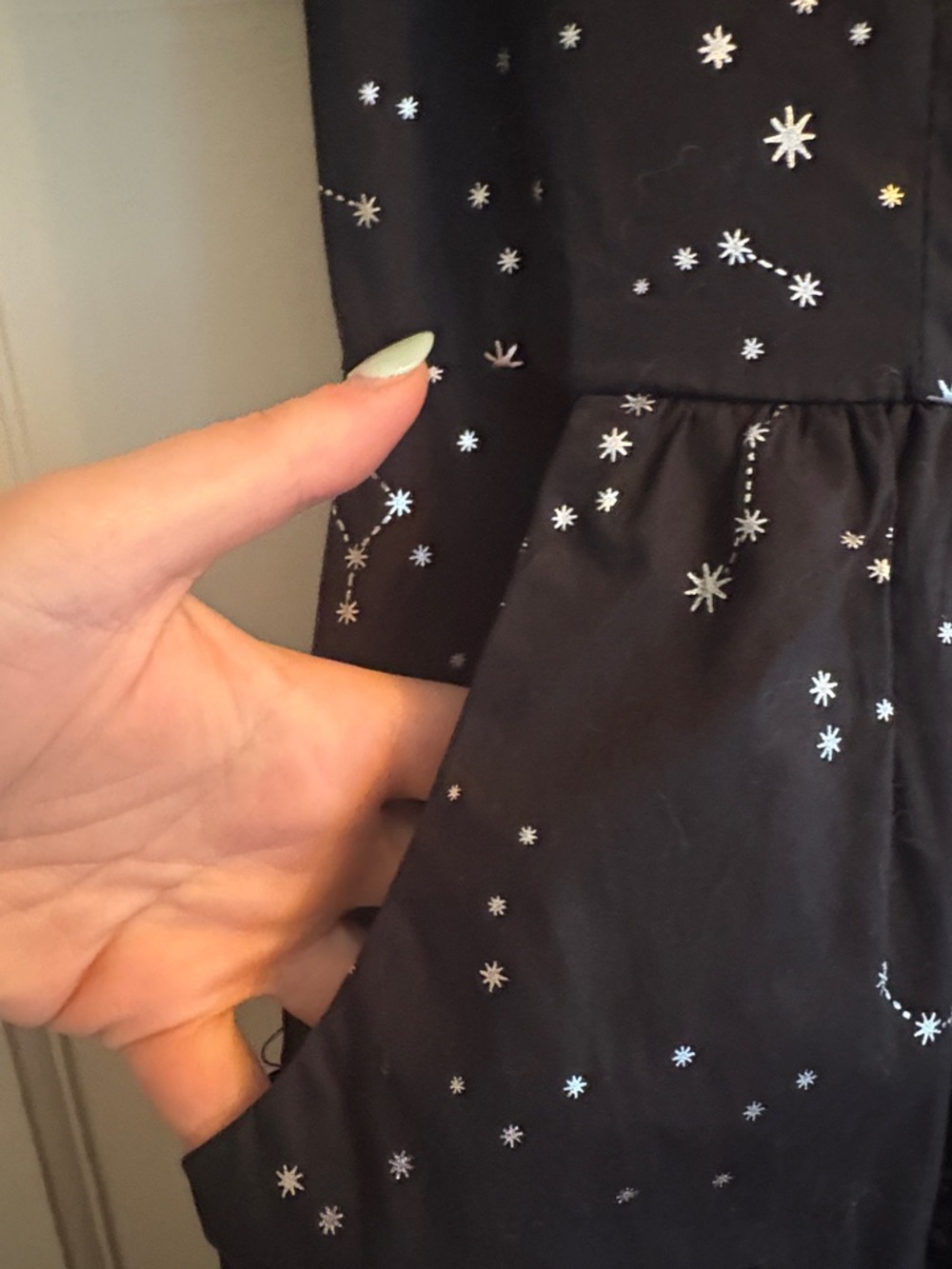 ModCloth Black and Silver Star Constellation Fit-and-Flare Midi Dress - Picture 4 of 8